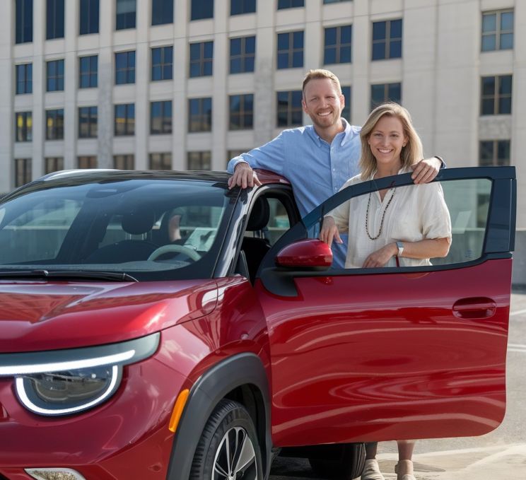 2024-fiat-parked-Salt-Lake-City man and woman-Higgins-Paint-Body-Customers